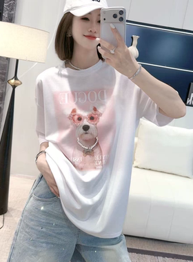 熙薇【萌犬星落】2026小狗图案百搭休闲半袖T恤上衣M3134