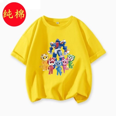 迷你特工队儿童夏装新款男童女夏季纯棉t恤短袖学生吸汗透气上衣T