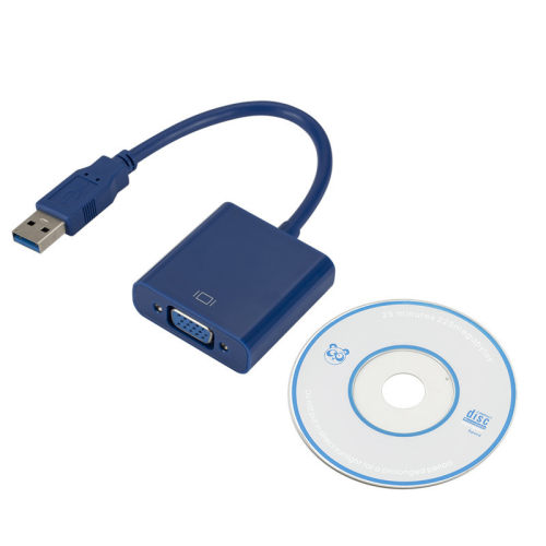 usb转vga转换器电脑有线投屏器USB外置显卡扩展器USB3.0 TO VGA线