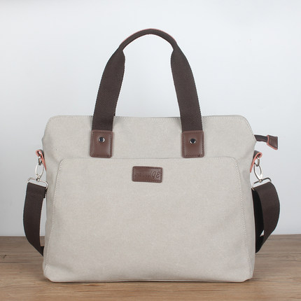 M/爱牧格休闲帆布包商务电脑包公文包通勤资料包14寸笔记本A4收纳