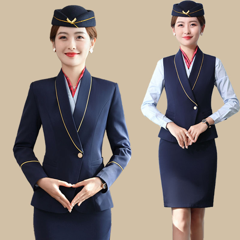 空姐职业套装女高铁乘务员制服酒店前台接待工装售楼美容师工作服
