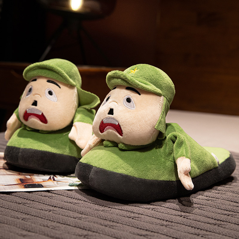 八嘎拖鞋小兵举手投降棉拖鞋女会动的日本鬼子搞怪情侣拖室内居家