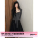 深花灰貂毛拼接蝴蝶结抹胸上衣长袖 STUDIO 针织坎肩外套两件套