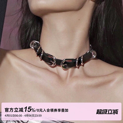 层叠圆环双扣头精致皮带choker