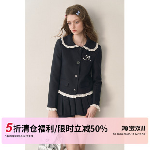 STUDIO 低腰百褶裙套装 双11清仓 娃娃领小香风外套 限时5折