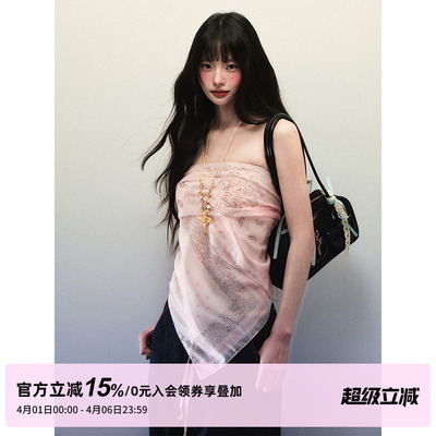 1P STUDIO原创设计 柔粉色腰果花仿天丝印花正方形方巾女春夏