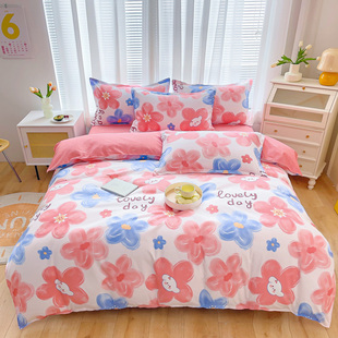 2025新款 三件套被套床单水洗棉加厚磨毛简约学生宿舍被罩