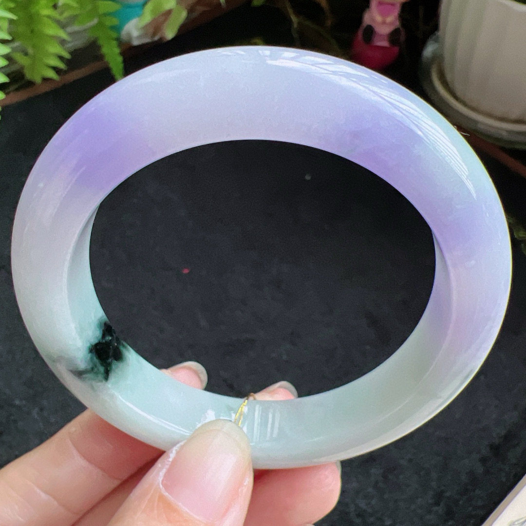 55圈口缅甸天然A货老坑种翡翠手镯玉镯子平洲翡翠手镯精选