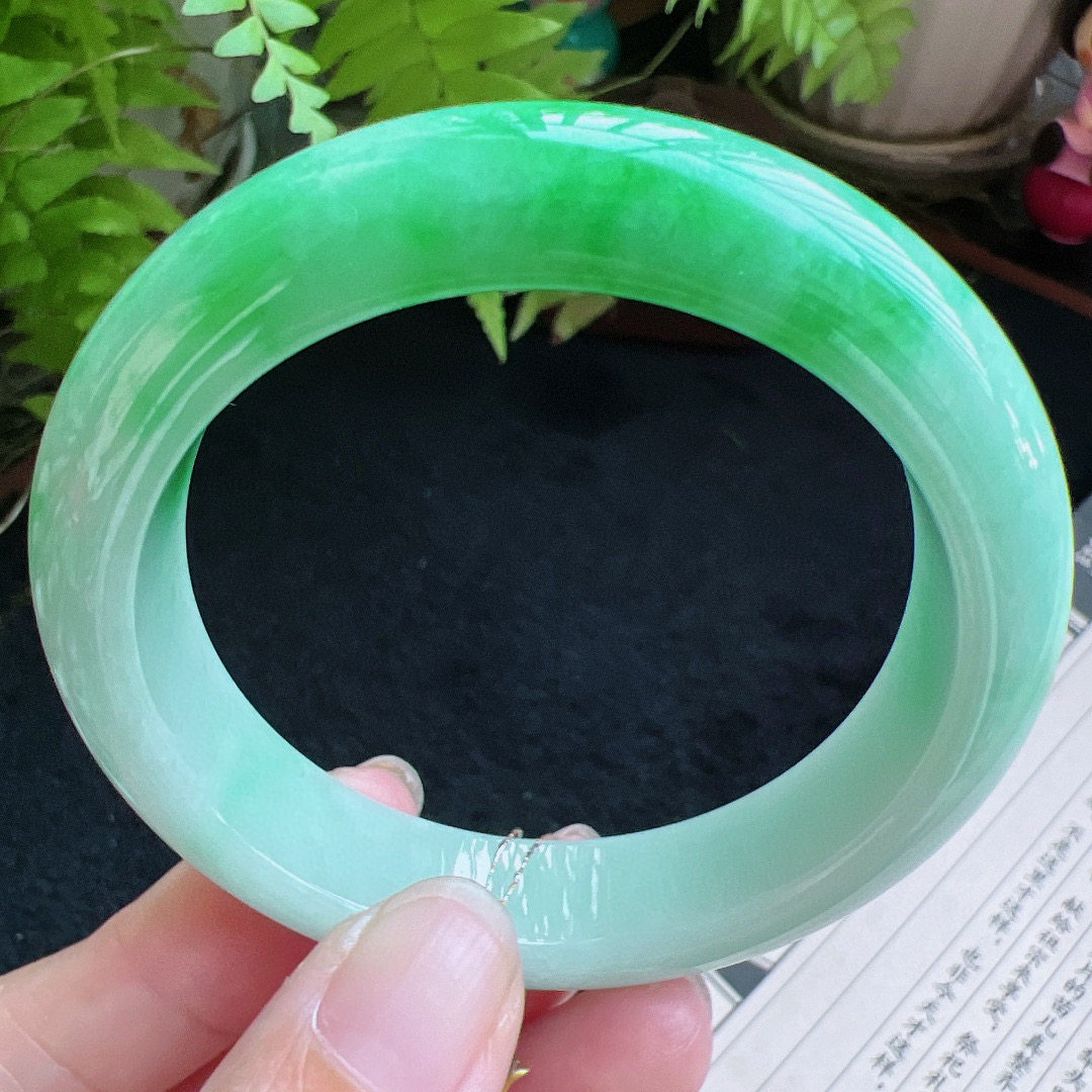 53圈口缅甸天然A货老坑种翡翠手镯玉镯子平洲翡翠手镯精选