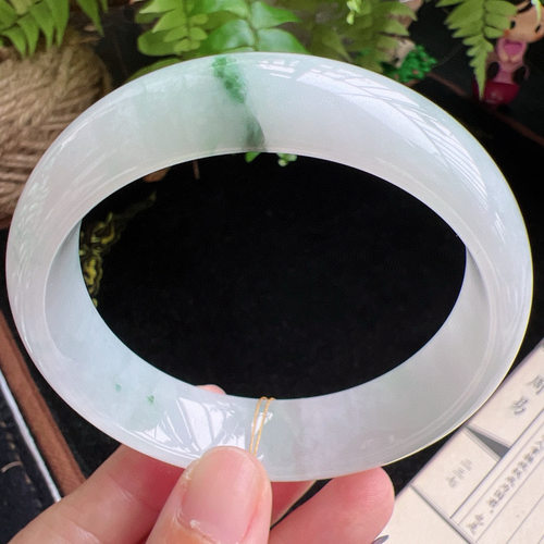 60圈口缅甸天然A货老坑种玉镯平洲翡翠手镯精选编号062D0406E