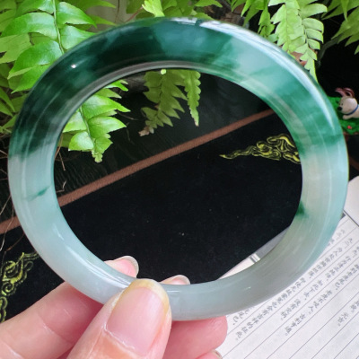 圆条54圈口缅甸天然A货老坑种玉镯平洲翡翠手镯精选编号052D0310E