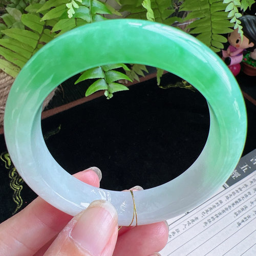 53圈口缅甸天然A货老坑种玉镯平洲翡翠手镯精选编号077D0317E