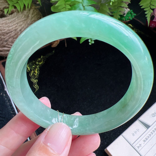 53圈口缅甸天然A货老坑种玉镯平洲翡翠手镯精选编号086D0406E