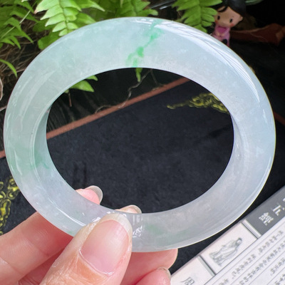 53圈口缅甸天然A货老坑种翡翠手镯玉镯子平洲直供077D0130E