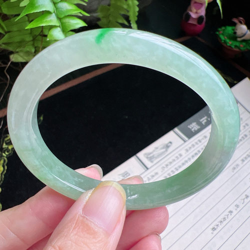 贵妃53圈口缅甸天然A货老坑种玉镯平洲翡翠手镯精选编号057D0310E