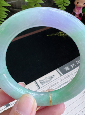 圆条55圈口缅甸天然A货老坑种玉镯平洲翡翠手镯精选编号051D0312E