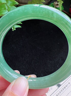 圆条55圈口缅甸天然A货老坑种玉镯平洲翡翠手镯精选编号059D0421