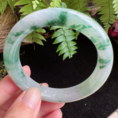 53圈口缅甸天然A货老坑种玉镯平洲翡翠手镯精选编号051D0410E