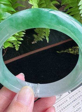 61圈口缅甸天然A货老坑种玉镯平洲翡翠手镯精选编号077D0310E043