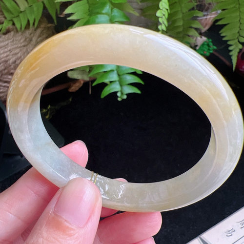 贵妃54圈口缅甸天然A货老坑种玉镯平洲翡翠手镯精选编号047D0407E