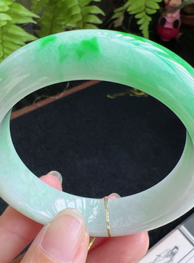 55圈口缅甸天然A货老坑种翡翠手镯玉镯子平洲直供011DE0129