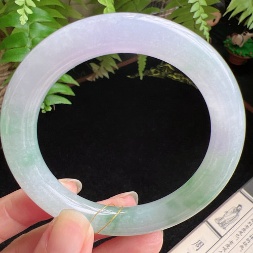 圆条55圈口缅甸天然A货老坑种玉镯平洲翡翠手镯精选编号048D0325E