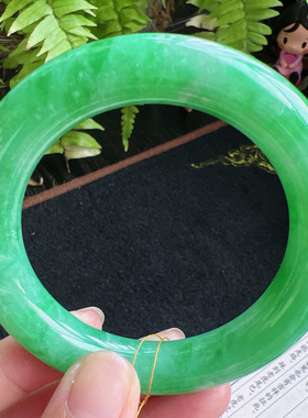 圆条56圈口缅甸天然A货老坑种翡翠手镯玉镯子平洲直供099D0128