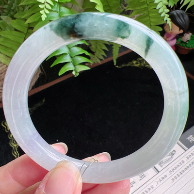 圆条54圈口缅甸天然A货老坑种玉镯平洲翡翠手镯精选编号051D0310E