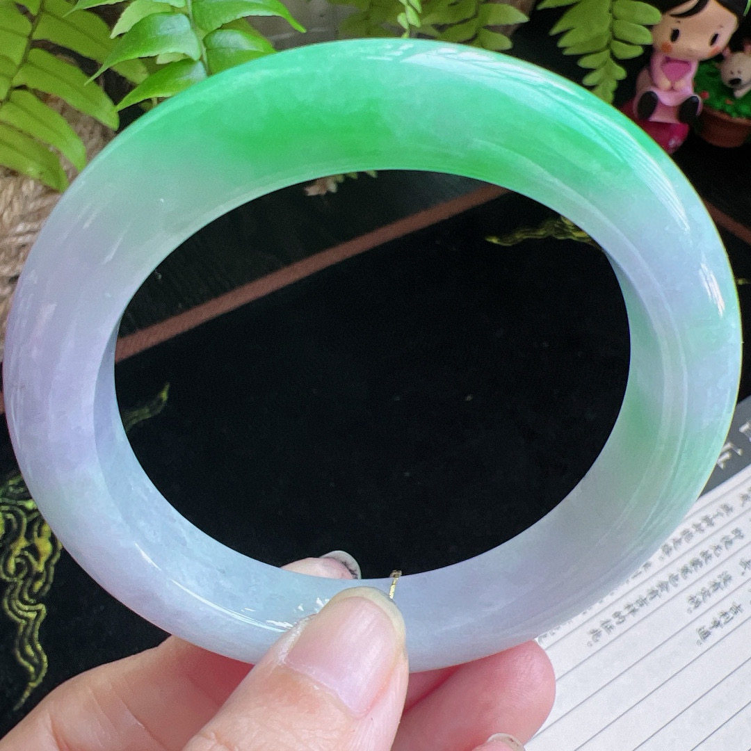 60圈口缅甸天然A货老坑种玉镯平洲翡翠手镯精选编号051D0313E