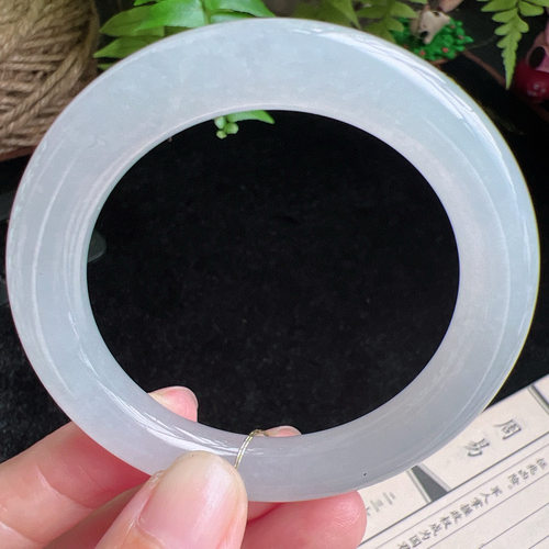 圆条51圈口缅甸天然A货老坑种玉镯平洲翡翠手镯精选编号047D0407E