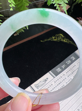 圆条54圈口缅甸天然A货老坑种玉镯平洲翡翠手镯精选编号048D0309E