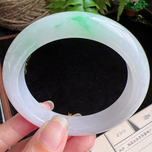 55圈口缅甸天然A货老坑种玉镯平洲翡翠手镯精选编号046D0403E