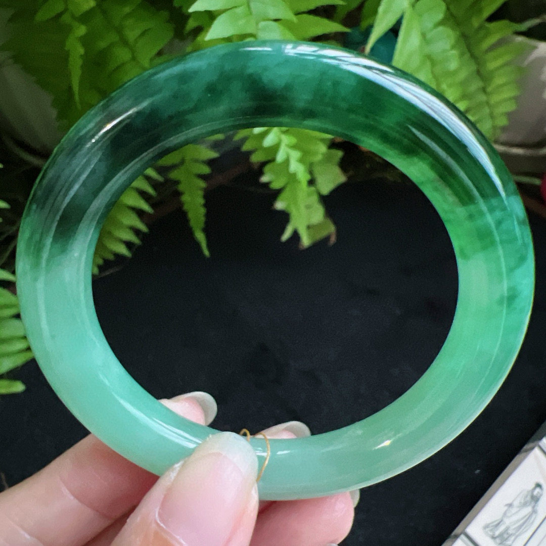 圆条53圈口缅甸天然A货老坑种翡翠手镯玉镯子平洲翡翠手镯精选