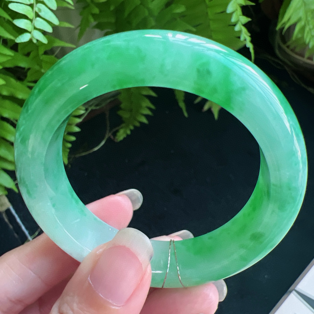 50圈口缅甸天然A货老坑种翡翠手镯玉镯子平洲翡翠手镯精选