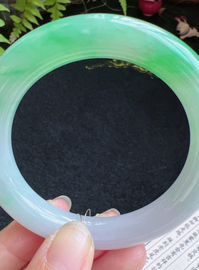 圆条55圈口缅甸天然A货老坑种翡翠手镯玉镯子平洲直供099D0128