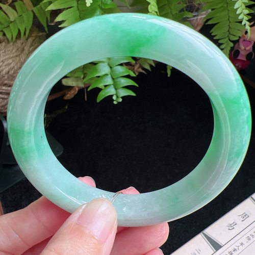 57圈口缅甸天然A货老坑种玉镯平洲翡翠手镯精选编号051D0407E