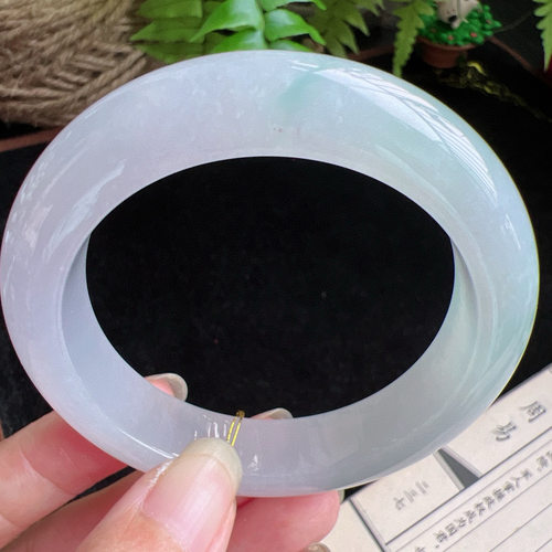 54圈口缅甸天然A货老坑种玉镯平洲翡翠手镯精选编号046D0403E