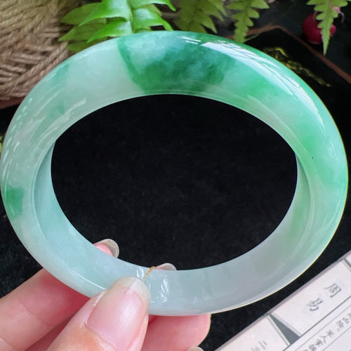 57圈口缅甸天然A货老坑种玉镯平洲翡翠手镯精选编号048D0327