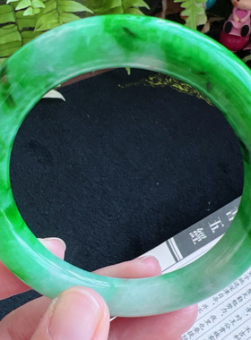 圆条57圈口缅甸天然A货老坑种翡翠手镯玉镯子平洲直供099D0128