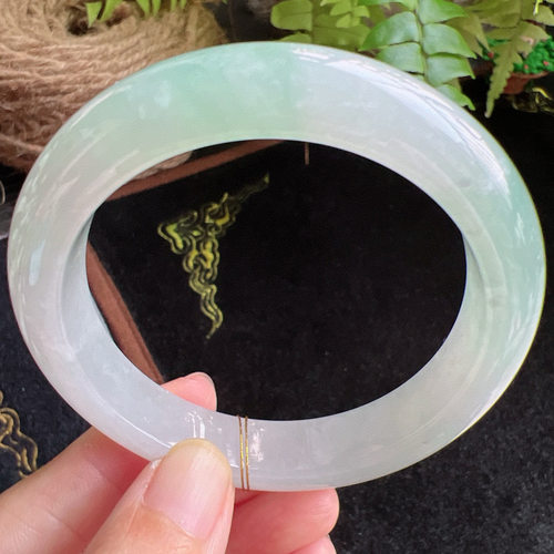 57圈口缅甸天然A货老坑种玉镯平洲翡翠手镯精选编号086D0408E