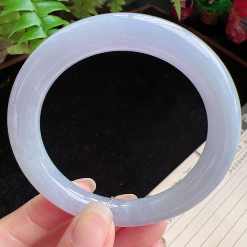 圆条55圈口缅甸天然A货老坑种玉镯平洲翡翠手镯精选编号046D0402