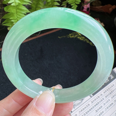 正圈55圈口缅甸天然A货老坑种翡翠手镯玉镯子平洲直供047D0128