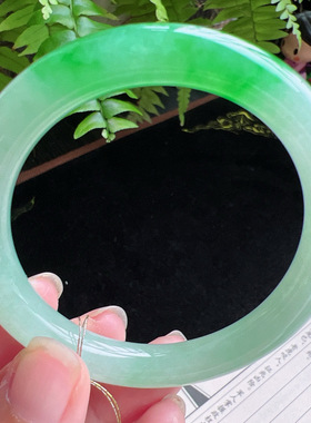 圆条53圈口缅甸天然A货老坑种玉镯平洲翡翠手镯精选编号047D0310E