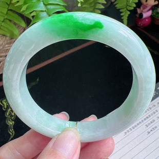 55圈口缅甸天然A货老坑种玉镯平洲翡翠手镯精选编号051D0314
