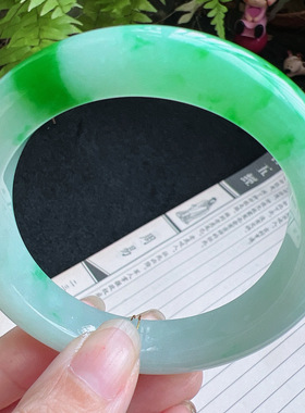 57圈口缅甸天然A货老坑种翡翠手镯玉镯子平洲直供001D0206