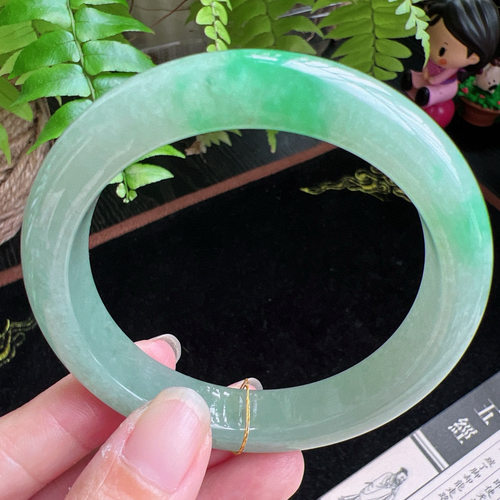 57圈口缅甸天然A货老坑种玉镯平洲翡翠手镯精选编号051D0317E