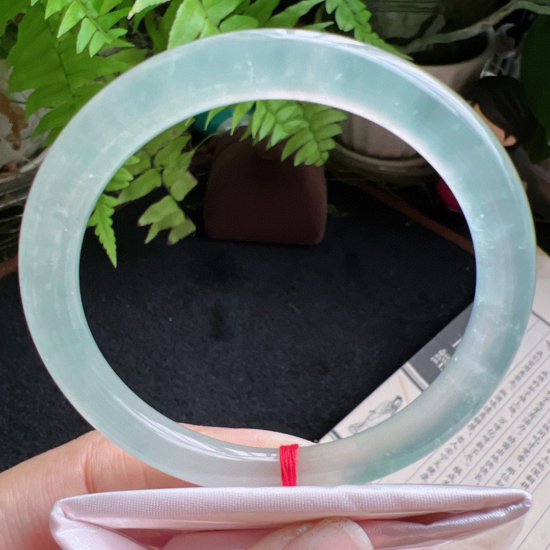 圆条58圈口缅甸天然A货老坑种翡翠手镯玉镯子平洲翡翠手镯精选