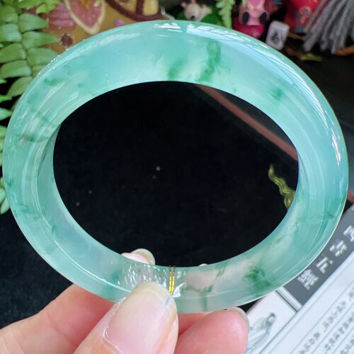49圈口缅甸天然A货老坑种翡翠手镯玉镯子平洲直供055D1010E