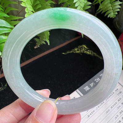 圆条57圈口缅甸天然A货老坑种玉镯平洲翡翠手镯精选编号047D0311E