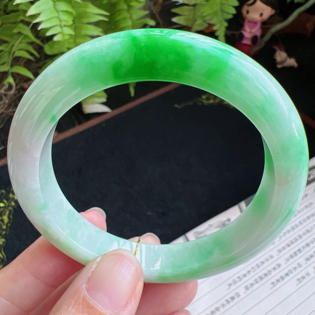 正圈54圈口缅甸天然A货老坑种翡翠手镯玉镯子平洲直供099D0128